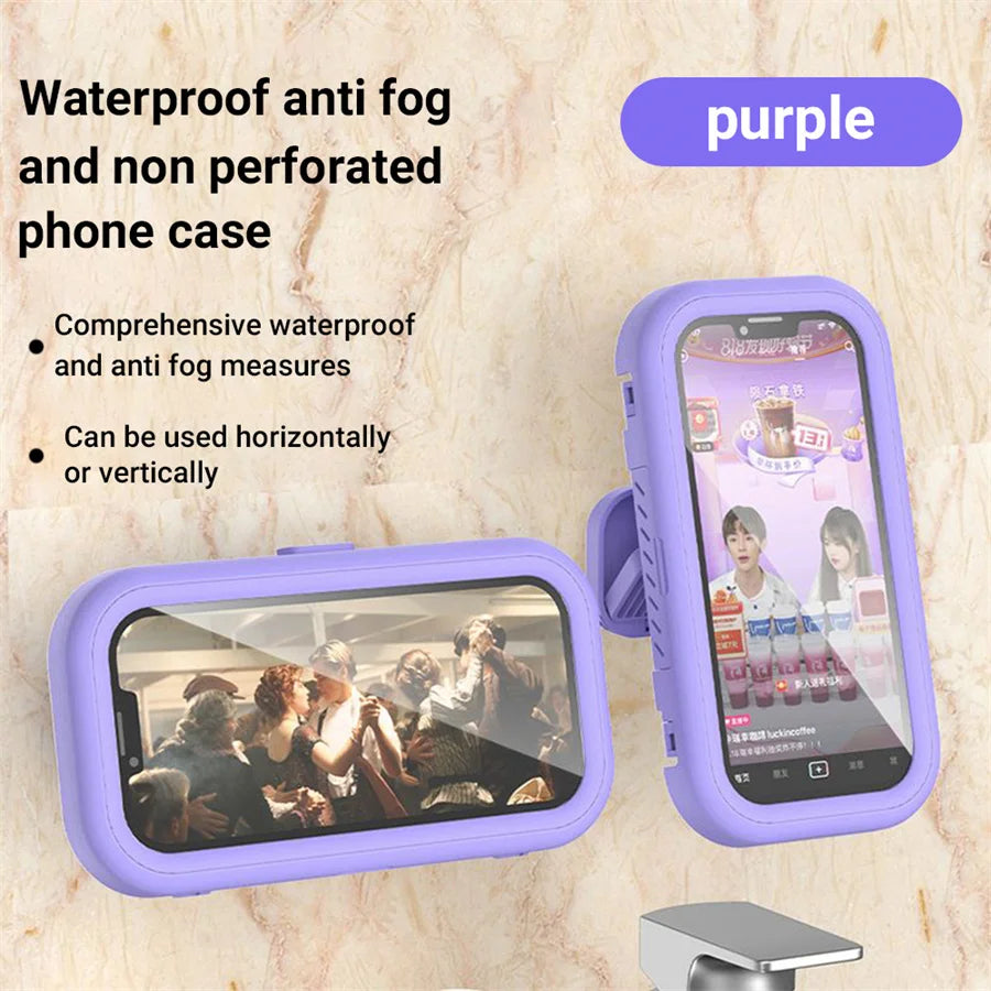 Waterproof Shower Phone Holder Rotation Angle Adjustable Telescoping Wall Mount Phone Holder for Bathroom Kitchen Bracket Stand