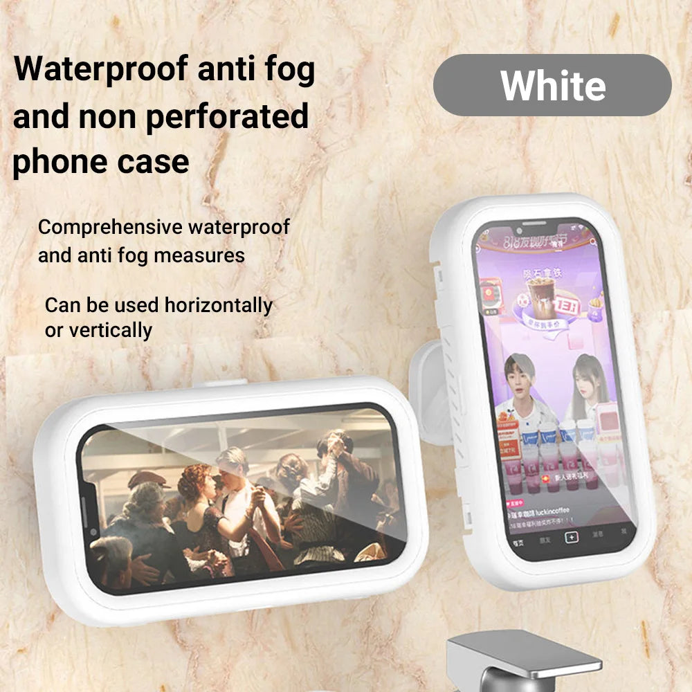 Waterproof Shower Phone Holder Rotation Angle Adjustable Telescoping Wall Mount Phone Holder for Bathroom Kitchen Bracket Stand